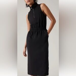 Athleta Black Zip-Up Midi Dress